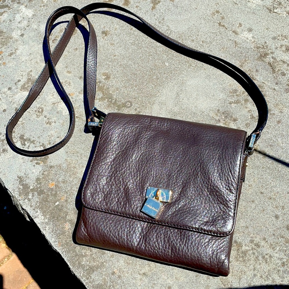 Calvin Klein brown leather crossbody bag